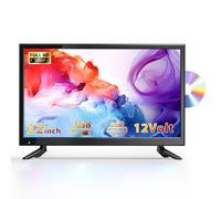 Desobry 22 Pouces Petit téléviseur Lecteur DVD intégré, 1080P Mini TV Tuner DVB-T2 Intégré, avec Antenne, entrée HDMI/USB/AV, Combinaison TV-DVD 12V pour Camping-Cars, Cuisines et Petites pièces