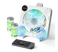 Desobry Lecteur CD Bluetooth portable avec haut-parleurs, mural pour la maison, télécommande, radio FM, écran numérique, prise casque, prise auxiliaire