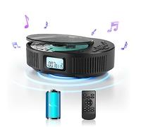 Desobry Lecteur CD Portable 2 en 1 et Haut-Parleur Bluetooth, Boombox Rechargeable Pour Voiture/Maison Avec Télécommande, Radio FM