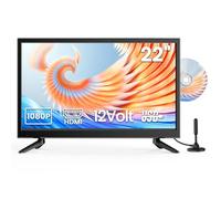 Desobry Mini téléviseur 22 Pouces 1080p avec Lecteur DVD intégré, Tuner DVB-T2 intégré, antenne, entrée HDMI/USB/AV - Combo TV-DVD 12 V pour Camping-Cars, Cuisines et Petits espaces