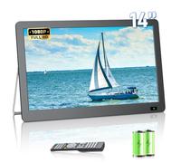 Desobry Téléviseur Portable 14.3 Pouces avec antenne, Petit téléviseur Portable avec Tuner DVB-T2, Mini téléviseur LCD Qui Peut être rechargé avec des Piles