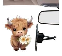 Désodorisant de voiture à clips - Diffuseur en acrylique 2D en forme de vache des Highlands - Clip désodorisant pour voiture, aromathérapie, SUV, berline, véhicule, camion, monospace