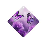 Désodorisant de voiture à suspendre avec fleurs violettes et papillons - Tablettes d'aromathérapie parfumées longue durée pour voiture, losange - Pour véhicules, chambre à coucher, armoire - Style