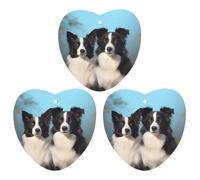 Désodorisant de voiture à suspendre Border Collie - Cartes parfumées - Tablettes d'aromathérapie - Miroir intérieur - Pendentif pour armoire de salle de bain - Forme d'amour - Noir