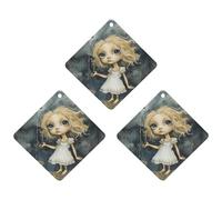 Désodorisant de voiture à suspendre - Fille blonde avec de grands yeux - Cartes parfumées - Pour voiture, aromathérapie, tablette, miroir intérieur - Pendentif pour armoire de salle de bain - Losange
