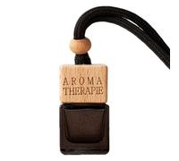 Désodorisant de voiture à suspendre - Flacon en verre rechargeable de 8 ml - Couvercle en bois - Diffuseur portable - Récipient d'huile en bois haute dureté pour intérieur de véhicule, placard