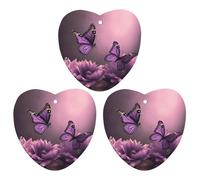 Désodorisant de voiture à suspendre - Fleurs 3D et papillon violet - Cartes parfumées - Tablettes d'aromathérapie - Miroir intérieur - Pendentif pour armoire de salle de bain - Forme d'amour - Gris