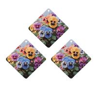 Désodorisant de voiture à suspendre - Fleurs de pensées - Cartes parfumées - Tablettes d'aromathérapie - Miroir intérieur - Pendentif pour armoire de salle de bain - Losange gris