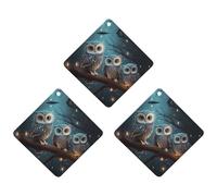Désodorisant de voiture à suspendre - Hibou sur un arbre - Cartes parfumées - Pour voiture, aromathérapie, miroir intérieur - Pendentif pour armoire de salle de bain - Losange noir