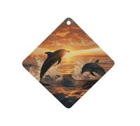 Désodorisant de voiture à suspendre - Motif dauphins sautant hors de l'eau au coucher du soleil - Tablettes d'aromathérapie longue durée - Cartes parfumées pour véhicules, chambre à coucher, armoire
