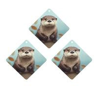 Désodorisant de voiture à suspendre - Motif loutre mignon - Cartes parfumées - Pour aromathérapie - Tablettes d'intérieur - Pendentif pour armoire de salle de bain - Losange noir