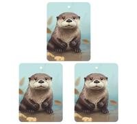 Désodorisant de voiture à suspendre - Motif loutre mignon - Cartes parfumées - Pour voiture, aromathérapie - Tablettes - Miroir intérieur - Pendentif pour armoire de salle de bain - Carré - Blanc