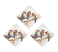 Désodorisant de voiture à suspendre - Oiseaux se reposant sur une branche d'arbre - Cartes parfumées - Tablettes d'aromathérapie de voiture - Miroir intérieur - Pendentif pour armoire de salle de bain