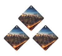 Désodorisant de voiture à suspendre - Paysage de la ville de New York - Cartes parfumées - Tablettes d'aromathérapie - Miroir intérieur - Pendentif pour armoire, salle de bain, losange blanc