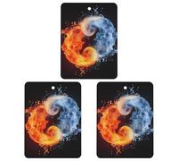 Désodorisant de voiture à suspendre Yin Yang - Cartes parfumées - Pour voiture, aromathérapie, miroir intérieur - Pendentif pour armoire de salle de bain - Noir