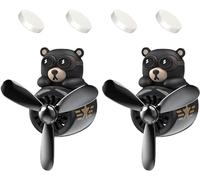 Désodorisant de Voiture en Forme d'Ours Pilote, Diffuseur Mignon de Dessin Animé, Parfum d'Hélice pour Décoration Intérieure (Ours + Ours)