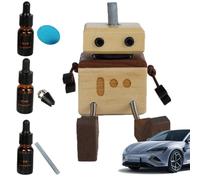 Désodorisant de voiture - Robot en bois - Diffuseur d'huile - Rafraîchissement avec parfum - Désodorisant pour voiture, décoration d'intérieur pour véhicule, accessoire de tableau de bord pour homme
