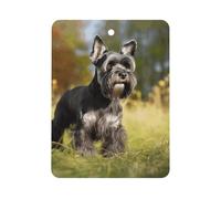 Désodorisant de voiture Schnauzer Chien sur l'herbe à suspendre, tablettes d'aromathérapie parfumées longue durée, cartes parfumées carrées pour véhicules, chambre à coucher, armoire, style noir