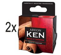 Areon Désodorisant voiture Ken – Pomme et Cannelle, pot, couvercle ventilé réglable 3D – Lot de 3
