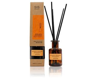 Désodorisant Mikado 100 ml Aroma Bergamote et Mandarine Diffuseur de tiges Essence pour maison Décoration Diffuseur avec bâtonnets de rotin.