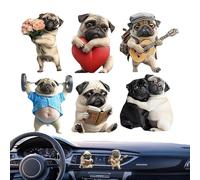 Désodorisant pour ventilation de voiture - Parfum pour voiture | Figurine canine acrylique 2D 6 pièces pour longs trajets conducteurs de livraison de camping-cars