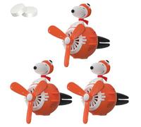 Désodorisant Pour Voiture Beagle Flyer, Parfum De Pilote De Dessin Animé Mignon, Ventilateur Rotatif à Clip Pour Grille D'aération, Sortie D'air à Hélice Rotative Avec 2 Comprimés(Style B,3pcs)