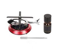 Désodorisant rotatif à énergie solaire en forme d'hélicoptère, purificateur anti-stress, éliminateur d'odeurs pour voiture, bureau, alliage d'aluminium, zinc, bois de hêtre, 4,1 x (Rouge)