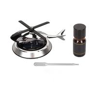 Désodorisant rotatif à énergie solaire en forme d'hélicoptère, purificateur anti-stress, éliminateur d'odeurs pour voiture, bureau, alliage d'aluminium, zinc, bois de hêtre, 4,1 x (Argent)