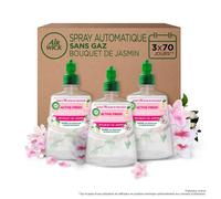 Désodorisant spray automatique - AIRWICK - Active Fresh - Sans gaz propulseur - Parfum Jasmin - 3 recharges (jusqu'à 70 jours)