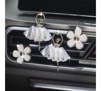 Désodorisants de voiture mignons avec fleurs de marguerite - Clips de sortie d'air - Accessoires de voiture - Décoration d'intérieur esthétique pour femmes et filles (blanc)