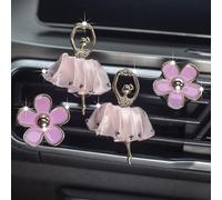 Désodorisants de voiture mignons avec fleurs de marguerite - Clips de sortie d'air - Accessoires de voiture - Décoration d'intérieur esthétique pour femmes et filles (rose)