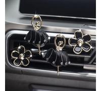 Désodorisants de voiture mignons avec fleurs de marguerite - Clips de sortie d'air - Accessoires de voiture - Décoration d'intérieur esthétique pour femmes et filles (noir)