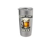 "Désolé, je ne peux pas avoir de projets avec ma bière" Gobelet isotherme en acier inoxydable double paroi