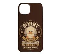 Désolé, Je suis Cranky Terrible, Cranky Duck Retro des années 70. Coque pour iPhone 15 Plus