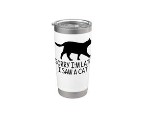 Désolé, je suis en retard, j'ai vu un chat Gobelet isotherme en acier inoxydable double paroi
