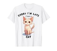 Désolé, Je suis en Retard, J'Ai vu Un Chat pour Les Filles Qui Aiment Les Chats Funny Kid T-Shirt