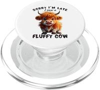Désolé, je suis en retard, j'ai vu une vache moelleuse, des vaches des Highlands drôles PopSockets PopGrip pour MagSafe