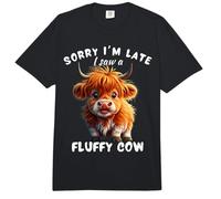 Désolé, Je suis en Retard, J'Ai vu Une Vache Moelleuse, drôle et Mignonne Vache des Highlands. Comfort Colors Adult Heavyweight T-Shirt