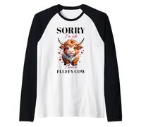 Désolé, Je suis en Retard, J'Ai vu Une Vache Moelleuse, Un éleveur de Vaches des Highlands Amusant Manche Raglan