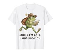 Désolé, Je suis en Retard, Je lisais Frog Book Lover T-Shirt Graphique avec Valeur