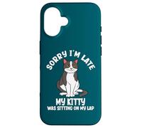 Désolé, Je suis en Retard, Mon Chat était Assis sur Mes Genoux, Amoureux des Chats Coque pour iPhone 16