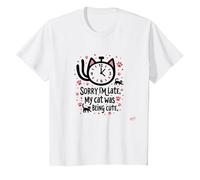 Désolé, Je suis en Retard, Mon Chat était Mignon T-Shirt, Enfant, Blanc, 3 Ans