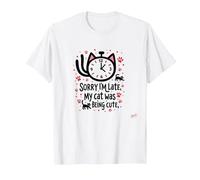 Désolé, Je suis en Retard, Mon Chat était Mignon T-Shirt, Homme, Blanc, S