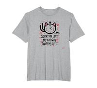 Désolé, Je suis en Retard, Mon Chat était Mignon T-Shirt, Homme Grandes Tailles, Gris Chiné, 4X Tall