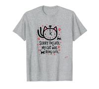 Désolé, Je suis en Retard, Mon Chat était Mignon T-Shirt, Homme, Gris Chiné, 3XL