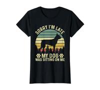 Désolé, Je suis en Retard, Mon Chien était Assis sur Moi, Un Boston Terrier T-Shirt Graphique avec Valeur, Femme, Noir, L