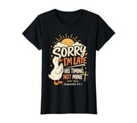 Désolé, Je suis en Retard, Son Timing n'est Pas Le Mien Christian Funny Goose T-Shirt Graphique avec Valeur, Femme, Noir, XL
