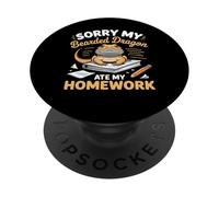 Désolé, Mon Dragon Barbu a mangé Mes devoirs Un lézard Barbu drôle PopSockets PopGrip Adhésif