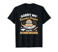 Désolé, Mon Dragon Barbu a mangé Mes devoirs Un lézard Barbu drôle T-Shirt Graphique avec Valeur, Homme, Noir, S