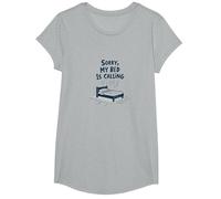 Désolé, Mon lit Appelle | Ne m'invitez Pas après T-Shirt, Fille, Gris Chiné, XS